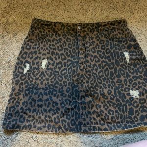 Cheetah Denim Skirt